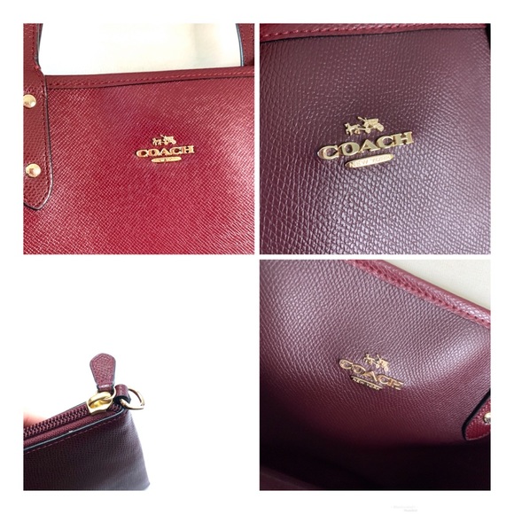 Coach Reversible Burgundy Cranberry Leather Tote - Picture 4 of 11